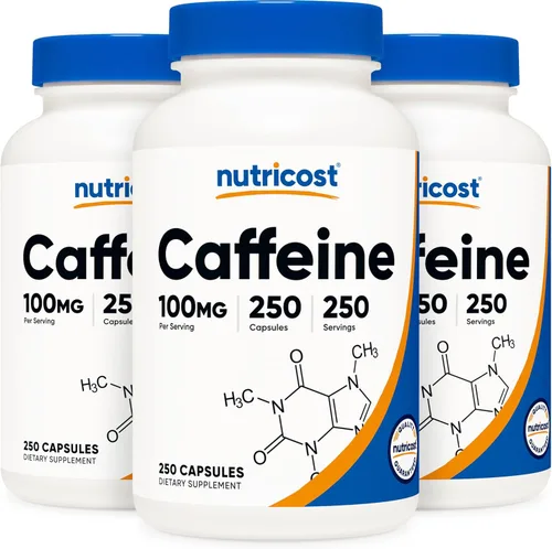 Miniatura 6 de Nutricost Pastillas de cafeína 100 mg por porción, 250 cápsulas