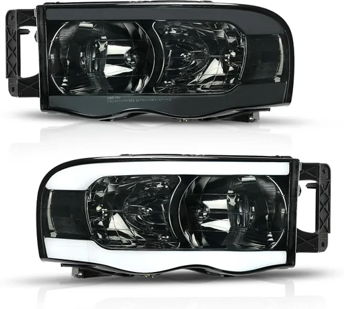 Miniatura 8 de DWVO Conjunto de faros compatible con 1994-2001 Dodge Ram 1500/94-02 Dodge Ram 2500 3500/95-02 Dodge Ram 4000 Carcasa negra sin DRL