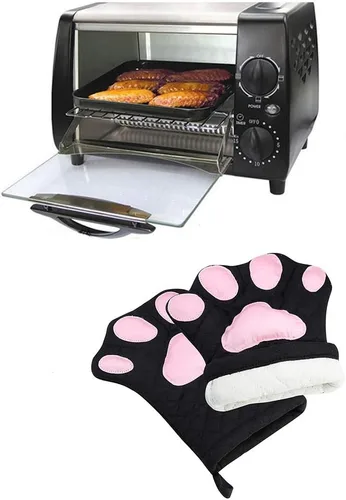 Miniatura 6 de Guantes para Horno, Diseño de Gato, Guantes de Cocina Resistentes al Calor con Forro de Algodón Acolchado - Guantes Portaollas Resistentes al Calor