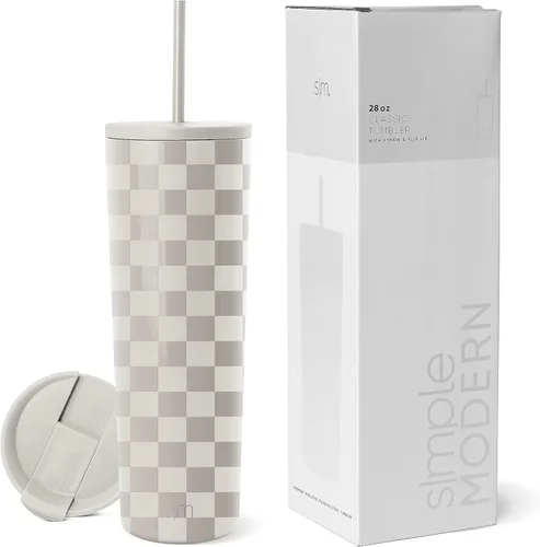 Miniatura 71 de Simple Modern- Vaso con aislamiento, c/tapa y pajilla Taza de viaje Botella de agua de ac. inox. reutilizable Unisex Colecc. Classic 24 oz