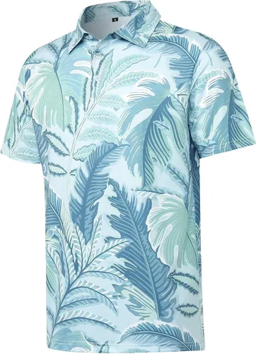 ELETOP Polo de golf para hombre, manga corta, absorbe la humedad, polos tropicales hawaianos, camisas de golf de rendimiento para hombre, ajuste seco