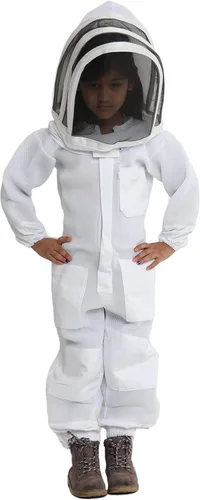 Miniatura 2 de Traje de abeja de cuerpo completo para niños. sarga de algodón suave para la piel de los niños toba a las picaduras de abeja con velo