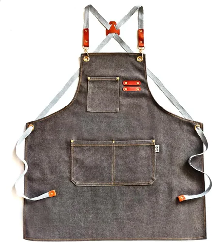 Miniatura 9 de Chef Apron Bib Apron with 2 Large Pockets Adjustable Neck Strap Kitchen Apron Cooking Apron Stripes Baking Apron