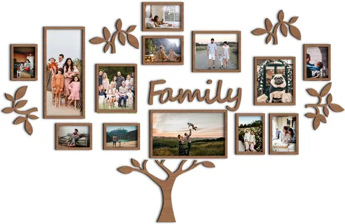 Miniatura 9 de JustLikeWood Árbol genealógico grande de madera de 47.2 x 29.9 pulgadas con marcos de fotos, marco de fotos para bricolaje, calcomanías de pared