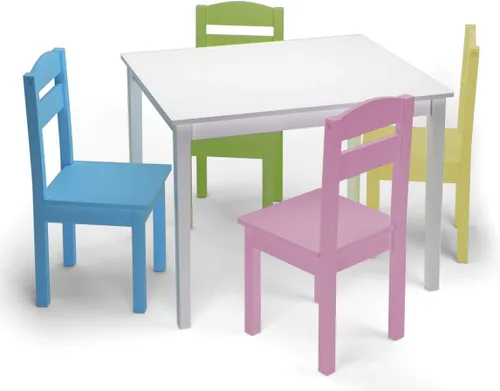 Nightcore Juego de mesa y 4 sillas de madera para niños, juegos de sillas de actividades para 2 a 6 años, juego para niños pequeños, muebles de sala