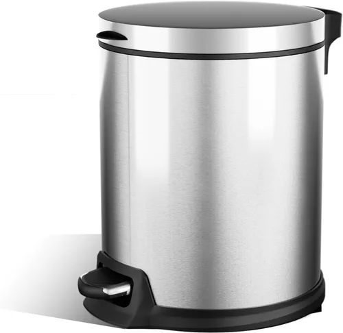 Miniatura 11 de Home Zone Living 1.3 galones pequeño cubo de basura para baño con tapa y pedal de paso, cesto de basura de acero inoxidable con diseño delgado