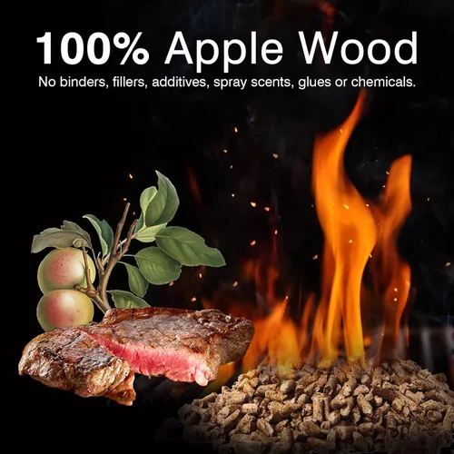 Miniatura 3 de Tangkula Pellets de madera de manzana 100% natural, pellets de cocina de madera de manzano con sabor a manzana ahumada para asar al aire libre