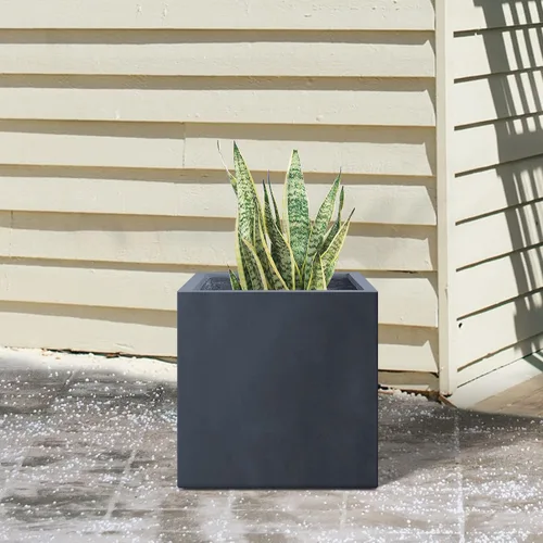 Miniatura 3 de Kante Maceta cuadrada de hormigón de 10 pulgadas para exteriores, interiores, patio, jardín, maceta grande con orificio de drenaje y tapón de goma