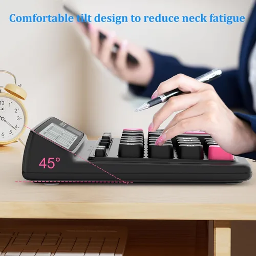 Miniatura 2 de Calculadora de escritorio con pantalla LCD extra grande de 5 pulgadas, calculadora de oficina de 12 dígitos con doble alimentación solar y batería