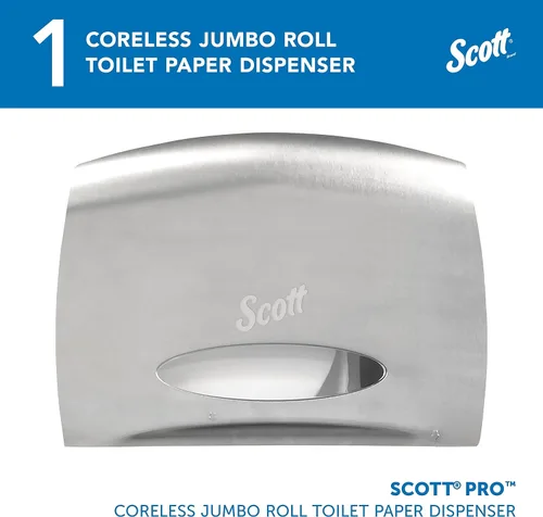 Miniatura 2 de Dispensador de papel higiénico Scott Professional Pro Coreless Jumbo Roll (09601), de acero inoxidable, con muñón, 14.25"x9.75"x6.00" (Cantidad 1)