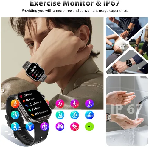 Miniatura 4 de Smart Watches for Men with Earbuds Inside (Answer/Make Call), 2.02" Fitness Tracker with Exercise Monitor, Ultra-Long Standby Waterproof with Sleep