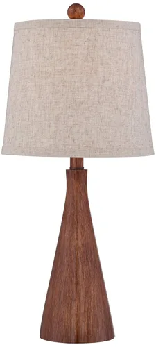 360 Lighting Fraiser - Lámpara de mesa moderna de 23 1/2 pulgadas de alto, madera sintética, columna cónica, pantalla de tambor de avena para núcleo