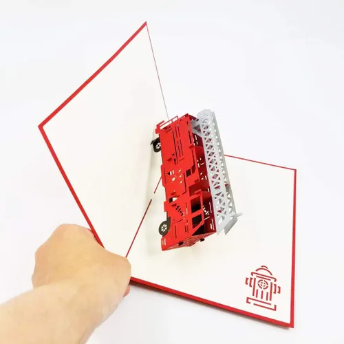 Miniatura 3 de Camión de bomberos - Tarjeta desplegable 3D para el día del padre, tarjeta desplegable de feliz aniversario, regalo de cumpleaños, tarjeta de camión