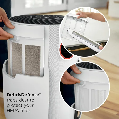 Miniatura 6 de Purificador de aire Shark para el hogar, NeverChange, para habitación grande, dormitorio, oficina en casa, filtro que supera HEPA, captura Blanco
