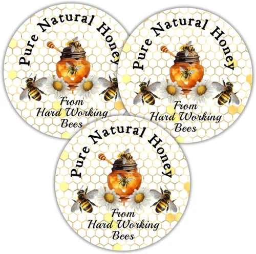 Miniatura 6 de 40 etiquetas de tarro de miel, pegatinas, etiquetas, abejas miel cruda natural