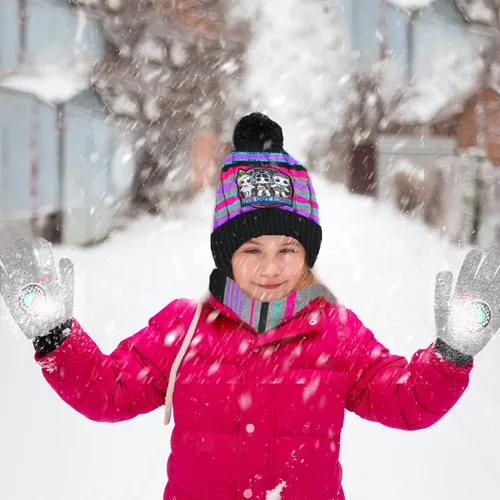 Miniatura 4 de LOL Surprise - Conjunto de sombrero y guante de invierno para niñas y niños pequeños sombrero de invierno con bufanda y sombrero y guante para niños