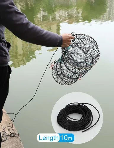 Miniatura 6 de Hlotmeky Trampa de cangrejo trampa de pececillos de pesca con cuerda de mano de 32.8 ft, trampa de red de pesca de langosta plegada