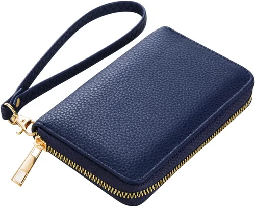 Miniatura 6 de FACAI Cartera de pulsera RFID para mujer con ranuras para tarjetas de crédito, cartera de viaje, marino, Classic