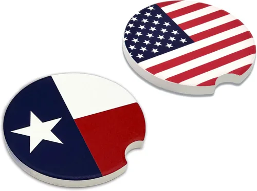 Miniatura 8 de Elektroplate Posavasos de cerámica para automóviles con la bandera de Estados Unidos (2.6 pulgadas de diámetro), ajuste universal para todos