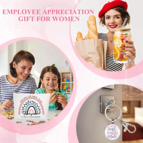 Miniatura 5 de Yaomiao 3 piezas de regalo de agradecimiento Cna para mujeres, graduación, agradecimiento, bolsa de cristal de 16 onzas, llavero para profesora