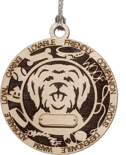 Miniatura 20 de Adorno de Navidad personalizado de madera para perro de 3 pulgadas, nombre y texto personalizables, hecho a mano en Estados Unidos, diseño de corte