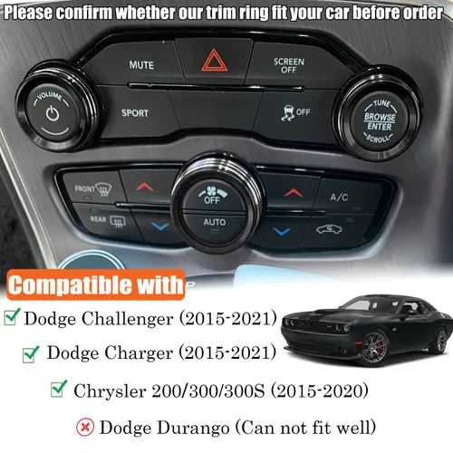 Miniatura 3 de Para Dodge Challenger Charger (2015-2021), cubierta de perilla de control de clima de CA, interruptor de sintonización de volumen automático, ajuste