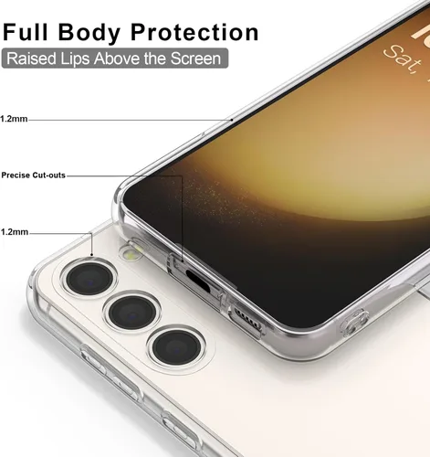 Miniatura 4 de Vanjua Funda transparente para Samsung Galaxy S22 5G, paquete de 2 fundas protectoras de silicona suave delgada de cuerpo completo compatible