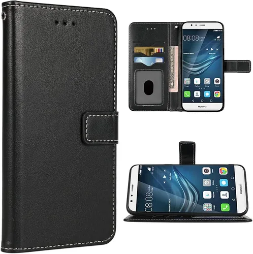 Compatible con Huawei P9 - Funda tipo cartera con correa de muñeca de cuero, soporte para tarjetas, accesorios para celulares, monedero folio,