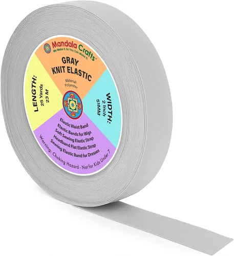 Miniatura 67 de Mandala Crafts Carrete de bandas elásticas anchas de 1/2 pulgada color beige para cinturas de pantalones, costura y manualidades DIY, 88 yardas