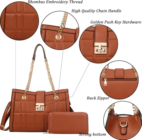 Miniatura 5 de Juego de bolsos de moda para mujer, de cuero, acolchado, para el trabajo, regalo