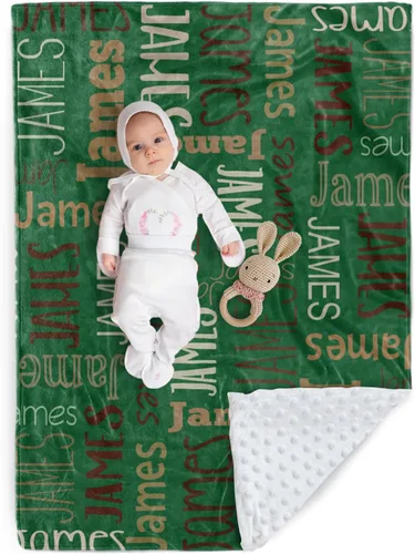Miniatura 18 de Manta de bebé personalizada, diseño de nombres personalizados, manta de felpa suave con respaldo de puntos de doble capa para niños y niñas, Color01