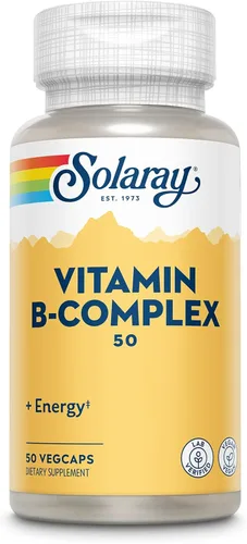 Miniatura 7 de SOLARAY Complejo de vitamina B de 50 mg – Vitaminas de energía celular – metabolismo y apoyo a la salud nerviosa con vitamina B12, vitamina B1, B6