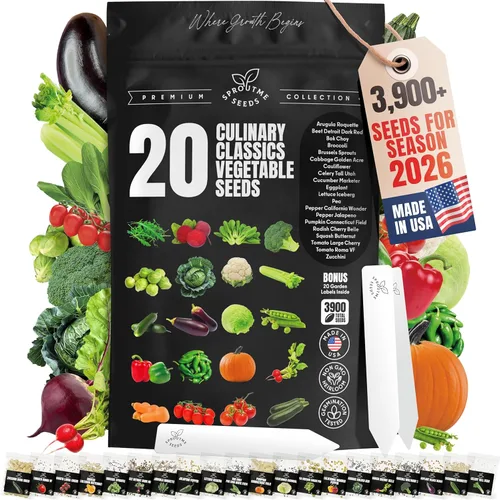 Semillas de verduras para clima frío: 20 variedades tolerantes al frío, más de 3900 semillas de reliquia sin OMG para interiores y exteriores, kit