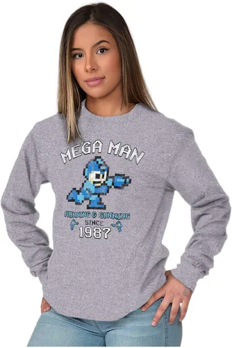 Miniatura 5 de Brisco Brands Retro Mega Man Running and Gunning Camiseta de manga larga para hombres y mujeres