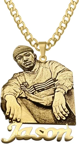 3UMeter Collar personalizado para mujeres y hombres, collar con colgante de foto grabada, collar chapado en oro de 18 quilates y plata