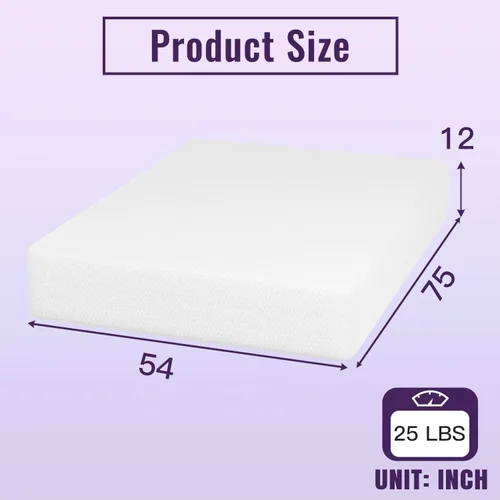 Miniatura 2 de PayLessHere Colchón de espuma viscoelástica de gel refrescante de carbón de bambú de tamaño completo de 12 pulgadas en una caja, colchón de firmeza