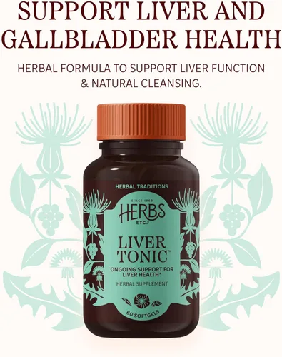 Miniatura 2 de Herbs Etc. Cápsulas blandas de tónico para hígado, suplemento de hierbas para una función hepática saludable y desintoxicación natural, cardo
