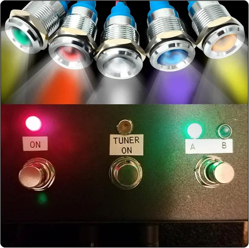 Miniatura 5 de GASHER Luz indicadora de ahorro de energía de 110V/24V/12V 20mA Tamaño del orificio de montaje 0.472 in (1/2 pulgada) Verde, Amarillo, Rojo, Azul