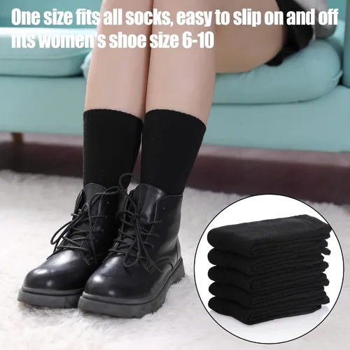Miniatura 3 de SDBING Women's Thick Cotton Socks Soft Cotton Winter Warm Crew Socks for Women