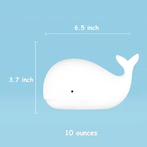 Miniatura 3 de TriPro Luz nocturna para decoración de guardería bajo el mar, lámpara de ballena de silicona suave para habitación de bebés y niños pequeños, luz