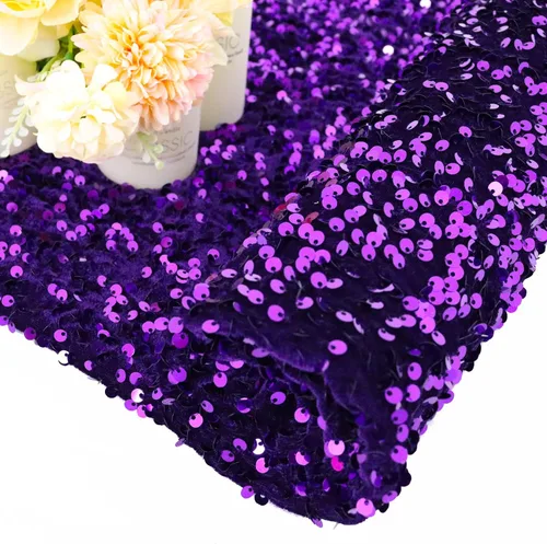 Miniatura 16 de Tela de lentejuelas negras de terciopelo de 1 yarda de largo, tela de lino brillante para coser, tela de spandex de terciopelo para vestido