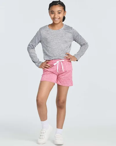 Miniatura 6 de Real Essentials Paquete de 4 pantalones cortos para correr de rendimiento atlético para niñas con cordón y bolsillos