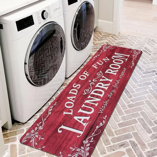 Miniatura 26 de Lansny Alfombra de lavandería de 20 x 60 pulgadas, antideslizante, impermeable, para decoración de cuarto de servicio, lavable, alfombra de Gris