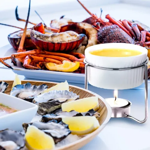 Miniatura 5 de Luvan 4 calentadores de mantequilla, calentadores de mantequilla para mariscos con 20 velas de candelita, juego de calentador de mantequilla