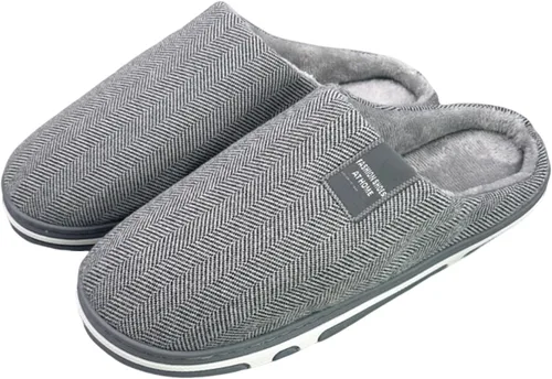 Miniatura 8 de ASHALI Pantuflas de espuma viscoelástica para hombre y mujer, de algodón suave y afelpado, para interiores y exteriores, con suela antideslizante