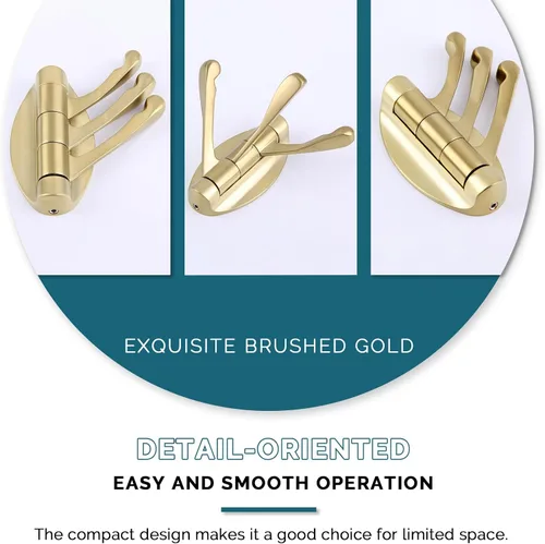 Miniatura 8 de Angle Simple Gancho giratorio para toallas de 3 brazos 3 piezas (oro cepillado)
