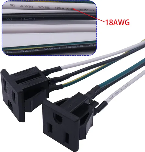 Miniatura 3 de weideer 3 unids 3 pines de enchufe de alimentación de EE.UU. Panel de enchufe 15A 125V AC Panel de montaje en panel de salida industrial enchufe