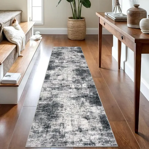 Miniatura 288 de IOHOUZE Alfombra pequeña abstracta de 2 x 3 pies, alfombra de entrada lavable para entrada interior, alfombras con respaldo de goma, alfombra gris