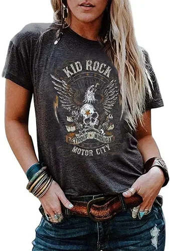 VKEGNIO Kid Rock Detrolt Mighigam Motor City - Camiseta sin mangas para mujer, diseño de águila de esqueleto, camiseta sin mangas con diseño de