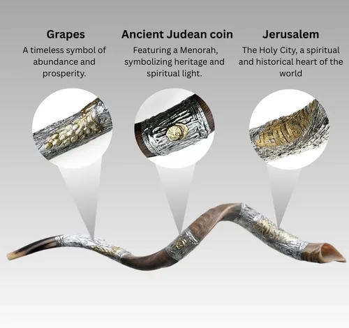 Miniatura 2 de Kosher Kudu Shofar de Israel, plata de ley 925 con chapado en oro, firmado oficialmente certificado yemenita Kudu Shofar, fabricado en Israel